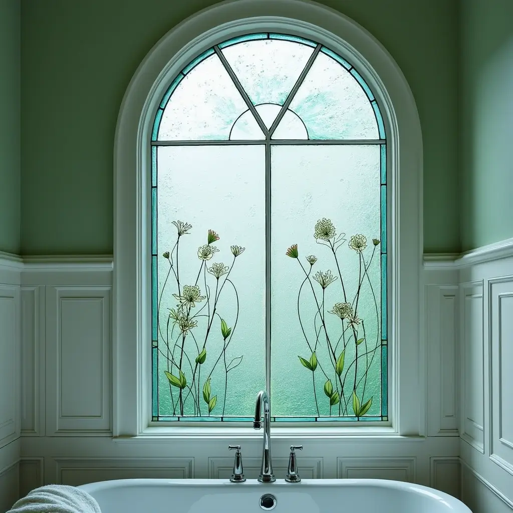 8. Stained Glass Bathroom Windows for Privacy & Elegance